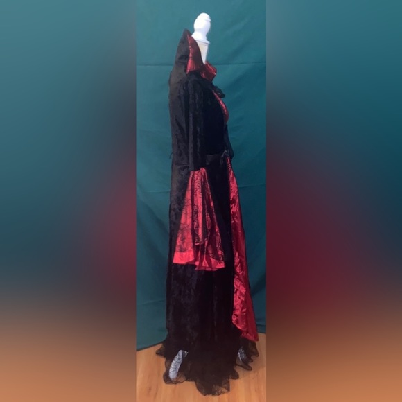🎃 Halloween Costume  Women's Vampiress Long Satin/Lace Dress Web Design Plus Sz - Picture 3 of 7